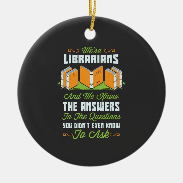 Funny Librarian Geschenke Keramik Ornament (Vorne)
