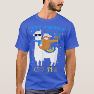 Funny Librarian Llama Sloth Menorah Hanukka Chanu T-Shirt