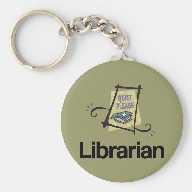 Funny Librarian Quiet Bitte Bibliotheksgeschenk Schlüsselanhänger (Vorne)