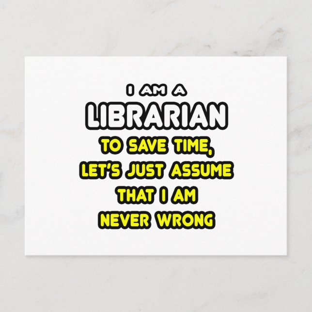 Funny Librarian T - Shirt und Geschenke Postkarte (Vorderseite)