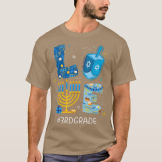 Funny LIEBE 3. Klasse Lehrer Menorah Jewish Hanukk T-Shirt