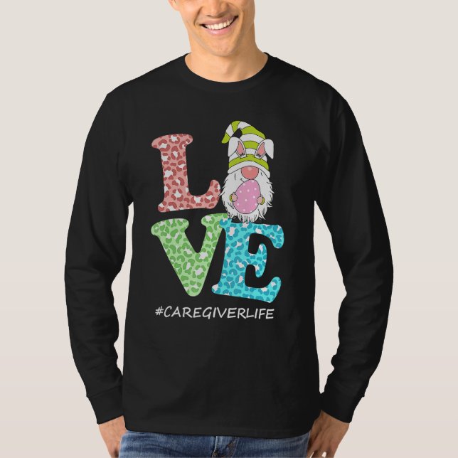 Funny Liebe Gnome Karegiver Life Leopard Happy Eas T-Shirt (Vorderseite)