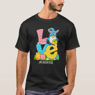Funny Liebe Lacrosse Osterfest Gnome Ei Jagd Baske T-Shirt