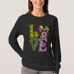 Funny Liebe Mardi Gras Beagle Dog Vater Mama T-Shirt