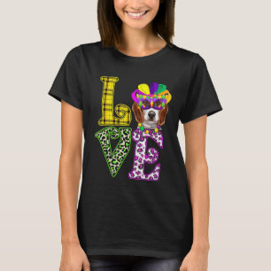 Funny Liebe Mardi Gras Beagle Dog Vater Mama T-Shirt