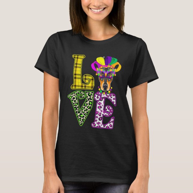 Funny Liebe Mardi Gras Doberman Dog Vater Hunde Ma T-Shirt (Vorderseite)