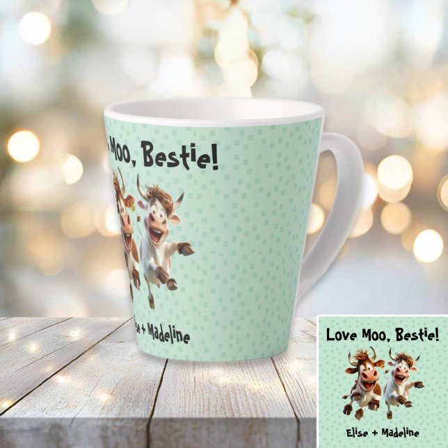Funny "Liebe Moo Bestie" Personalisiert Milchtasse (Funny “Love Moo Bestie” Personalized Best Friends Latte Mug)