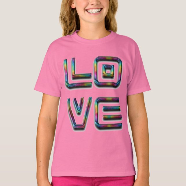 Funny Liebe Rainbow Typografy Nur Text T-Shirt (Vorderseite)