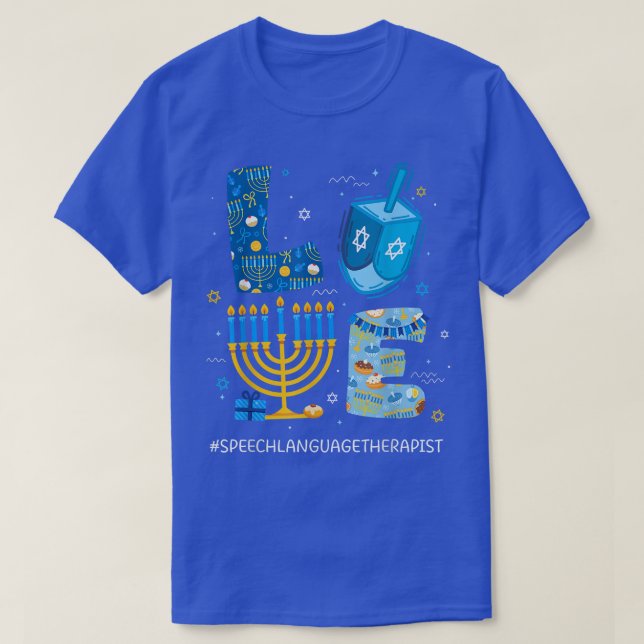 Funny LIEBE Speech Sprachtherapeutin Menorah Jewis T-Shirt (Design vorne)
