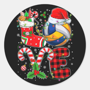 Funny Liebe Volleyball Ball Weihnachtsmannmütze We Runder Aufkleber
