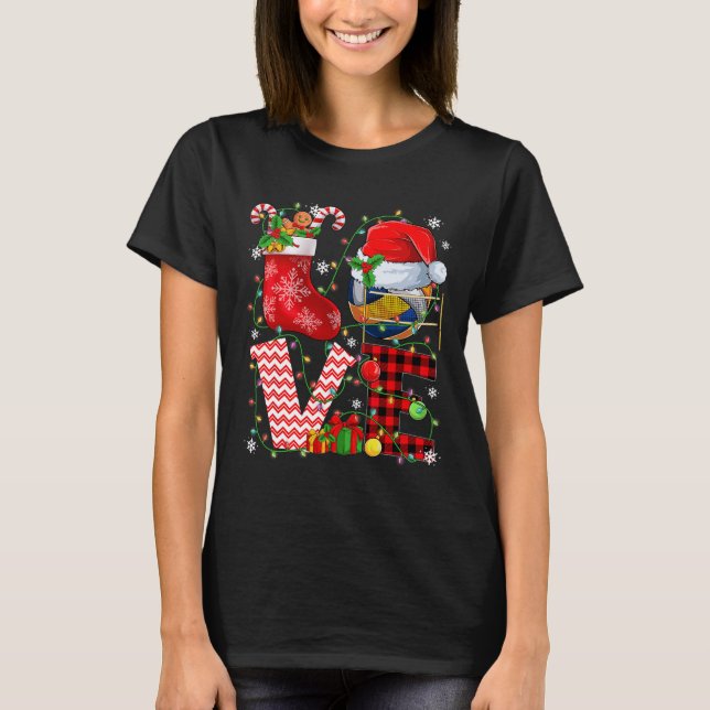 Funny Liebe Volleyball Ball Weihnachtsmannmütze We T-Shirt (Vorderseite)