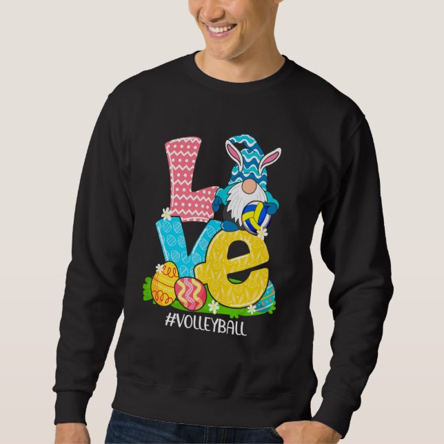 Funny Liebe Volleyball Ostern Gnome Egg Jagdbas Sweatshirt (Vorderseite)