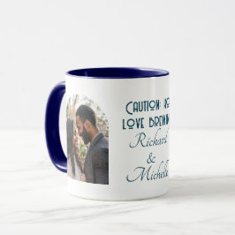 Funny Liebe Zitat Custom Foto und Names Blue Tasse