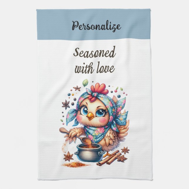 Funny Liebe Zitat Niedliches Hühnchenkochen Geschirrtuch (Vertikal)