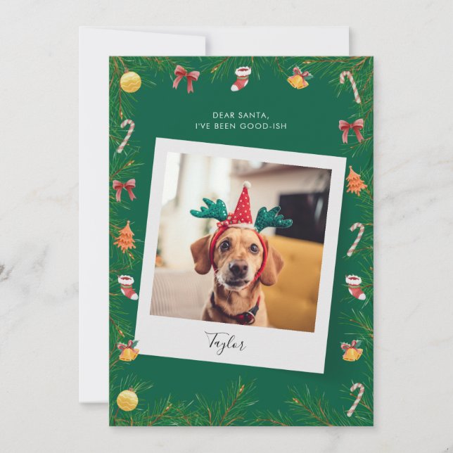 Funny Lieber Santa Nice List Hund Foto Weihnachten (Vorderseite)