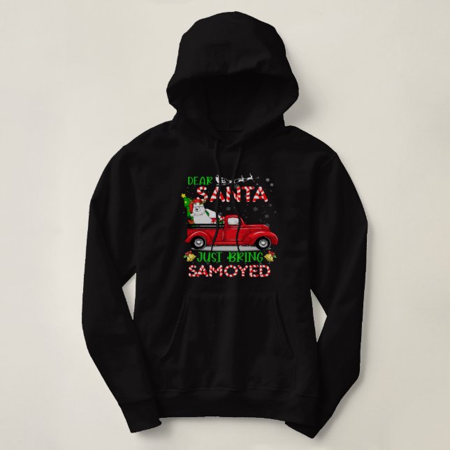 Funny Lieber Weihnachten Bringen Sie Samoyed Dog W Hoodie (Design vorne)