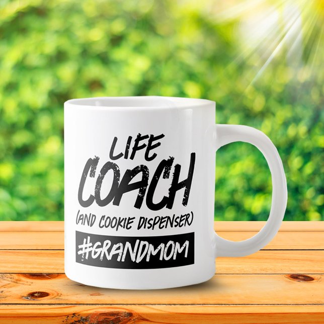 Funny Life Coach .. Hashtag GrandMom Jumbo-Tasse (Funny Life Coach (and Cookie Dispenser) #Grandmom Jumbo Coffee Mug Cover Photo.)