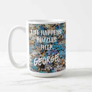 Funny Life Happens Puzzles helfen Kaffee Tasse