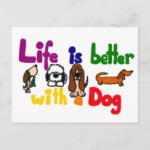 Funny Life is Better with Hunde Art Postkarte