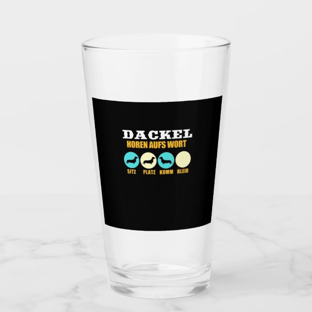 Funny Life mit Dackel Hund Glas (Vorderseite)