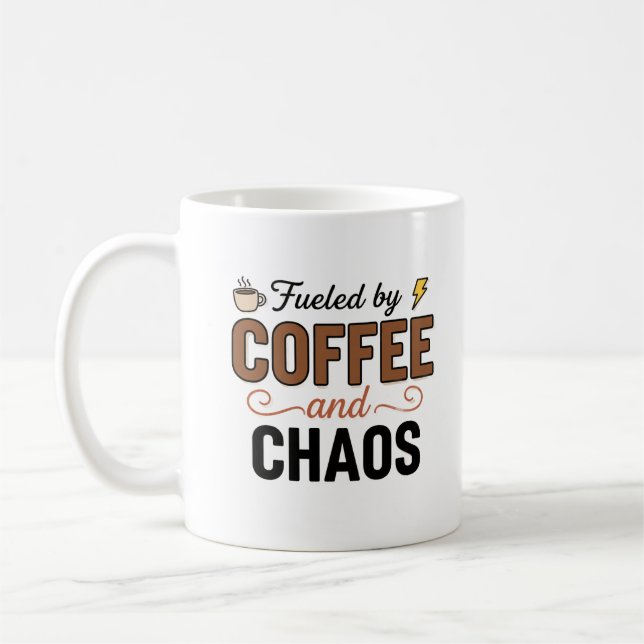 Funny Life Quote Typography Cup | Mom Chaos Gift Kaffeetasse (Links)