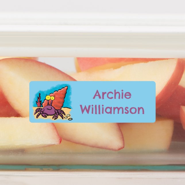 Funny lila Cartoon Hermit Krabbe personalisiert Etiketten (Befestigt)