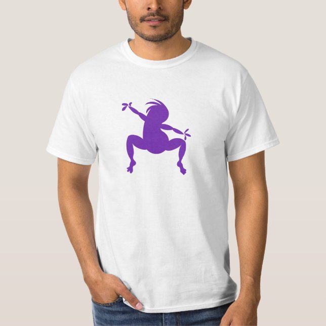 Funny Lila Dancing Kokopelli T-Shirt (Vorderseite)