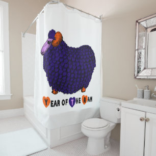 Funny Lila Ram Chinese Year Zodiac Dusche C Duschvorhang