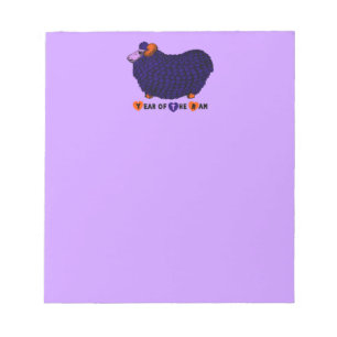 Funny Lila Ram Chinese Year Zodiac Notepad Notizblock