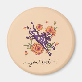 Funny Lila Skeleton Hund der Tag des toten Text Sp Magnet