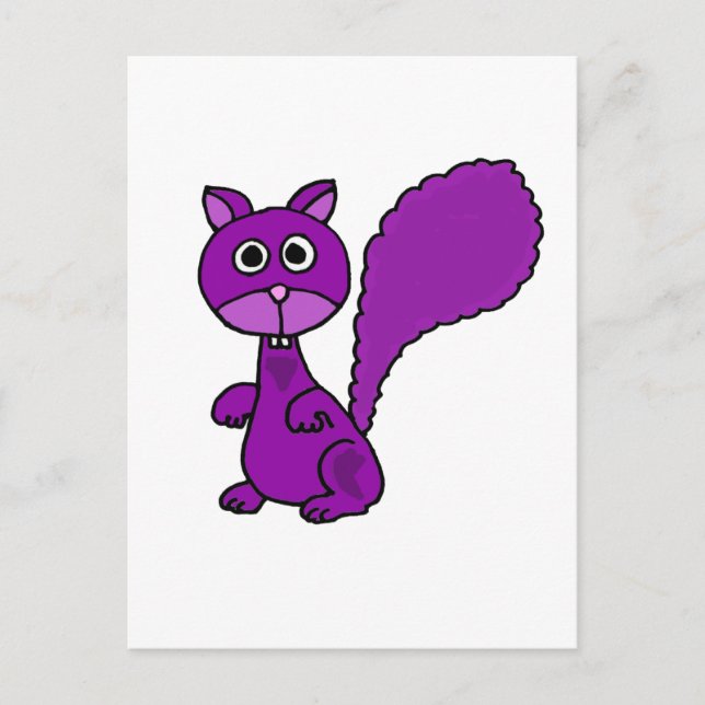 Funny Lila Squirrel Cartoon Postkarte (Vorderseite)