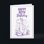 Funny Lila & White Trex Husband 60. Geburtstag Karte<br><div class="desc">Funny Lila & White Trex Husband 60. Geburtstag, ein lustiges und cooles Design für jeden, der eine einzigartige Geburtstagskarte für seinen Ehemann zum Geburtstag sucht. Das Design ist niedlich und auffällig, es verfügt über einen lustigen Dinosaurier mit Geburtstagstorte und bearbeitbaren Textinformationen. Wenn Sie Probleme mit der Anpassung der Vorlage haben,...</div>
