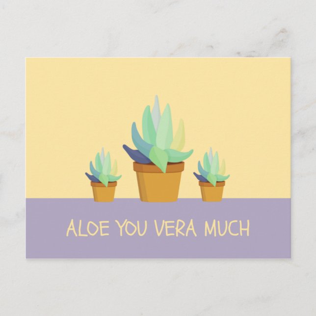 Funny Lila Yellow Aloe Vera Succulent Postkarte (Vorderseite)
