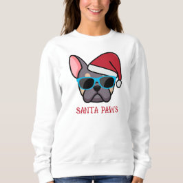 Funny Lilac Tan Frenchie Santa Paws Weihnachten Sweatshirt
