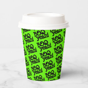 Funny Lime Green Booyeah! Crossed Eyes Halloween Pappbecher