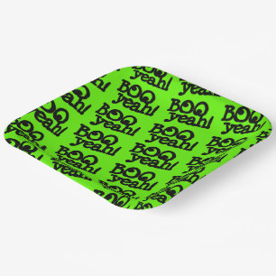Funny Lime Green Booyeah! Crossed Eyes Halloween Pappteller