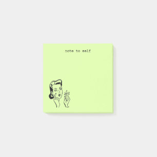 Funny Lime Green Retro Frau Hausfrau Memo Post-it Klebezettel