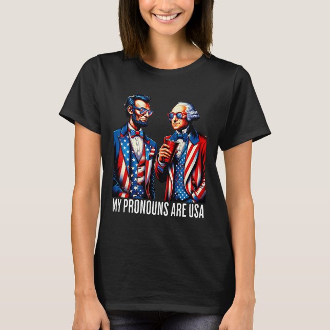 Funny Lincoln Washington 4. Juli Patriotic Pro T-Shirt (Vorderseite)