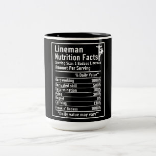 Funny Lineman Nutritional Facts Zweifarbige Tasse
