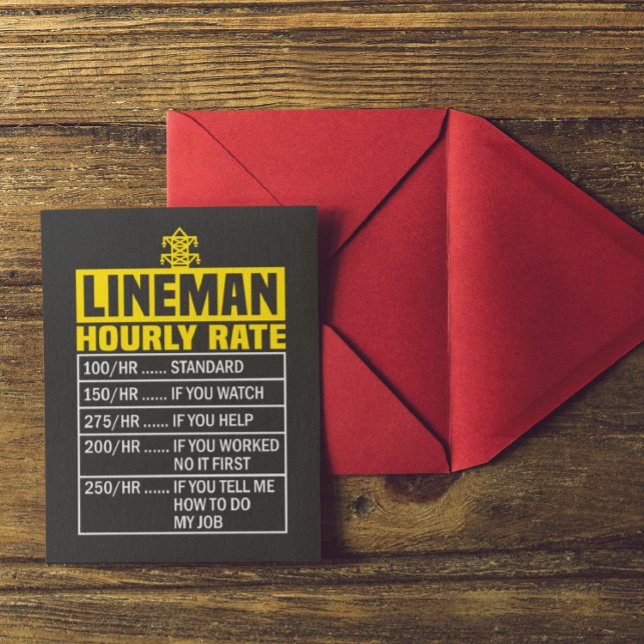 Funny Lineman Stundensatz Postkarte (lineman funny quote postcard)