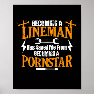 Funny Lineman Vater Men Electric Cable Lineman Poster