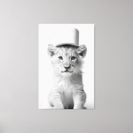 Funny Lion Cub Wearing Toilet Paper Animal Photo Leinwanddruck