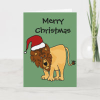 Funny Lion in der Weihnachtsmannmütze Weihnachten