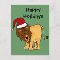 Funny Lion in der Weihnachtsmannmütze Weihnachten