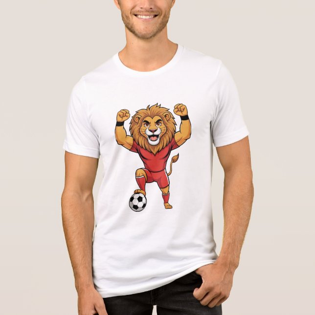 Funny Lion King plays football Tri-Blend Shirt (Vorderseite)