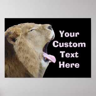 Funny Lion mit Zunge-Out-Poster drucken Poster