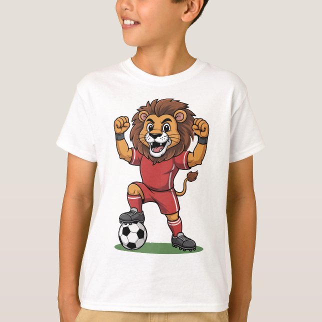 funny lion play football T-Shirt (Vorderseite)