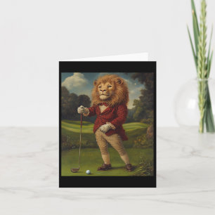 Funny Lion Playing Golf Graphic Weird Lion Karte