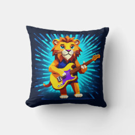 Funny Lion Playing Guitar Kissen