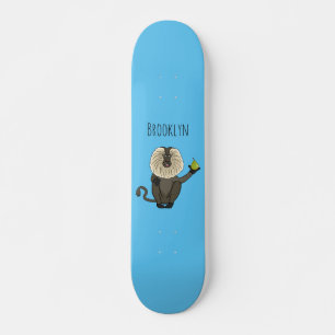 Funny lion tailed macaque monkey cartoon skateboard